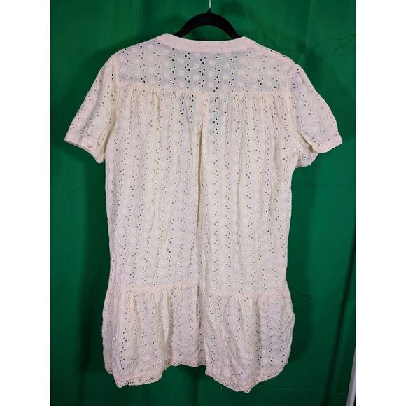 Vizio Cream Lace Short Sleeve V-Neck Dress Women's Medium - Picture 6 of 7